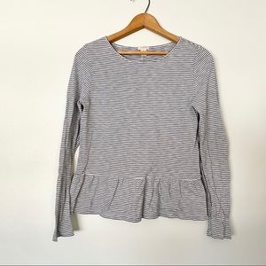 J. Crew Peplum Striped Long Sleeve Blouse Size XS